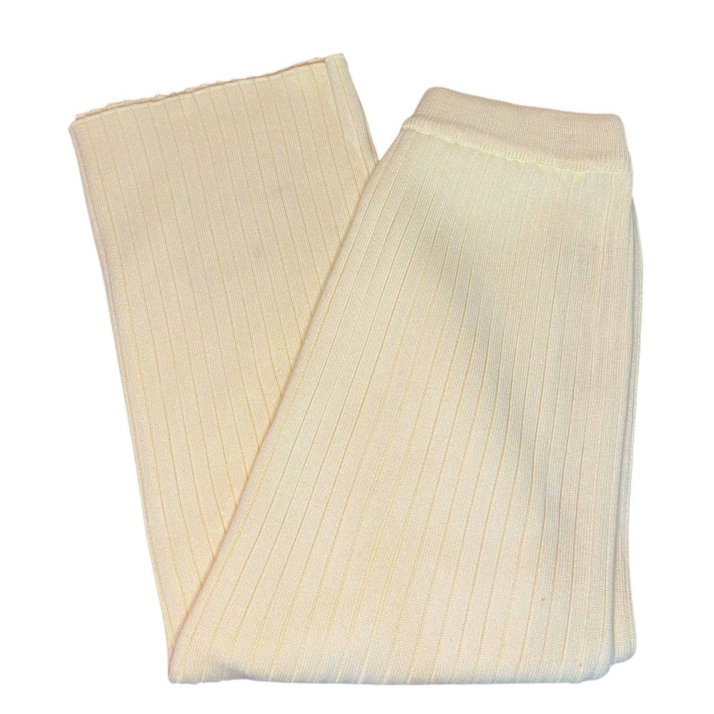 Butter Yellow Ribbed Knit Midi Skirt Women’s S Spring Summer Vacation Coastal